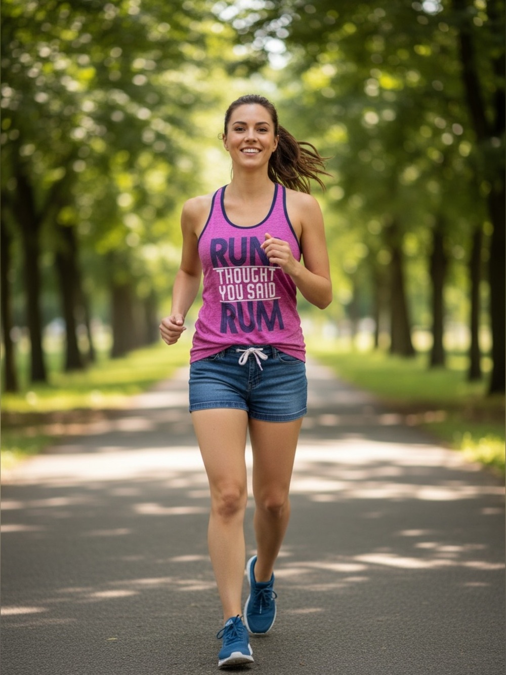 EUC EVCR “Run? Thought You Said Rum” Racerback Tank Top - Size Small